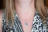 Double Sided Fingerprints on a Bordered Circle Shaped Silver Pendant