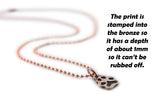 Cat or Dog Paw Print Cut Out Necklace - Bronze Paw Print Pendant made from a Picture