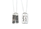 Actual Writing Signature and Fingerprint on a Silver Rectangle Pendant