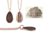 Bronze Teardrop Fingerprint Pendant Necklace