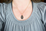 Bronze Teardrop Fingerprint and Handwriting Pendant Necklace