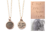 Actual Writing Signature and Fingerprint on a Bordered Circle Shaped Bronze Pendant