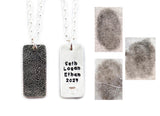 3 Fingerprints on a Silver Rectangle Pendant