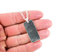 3 Fingerprints on a Silver Rectangle Pendant