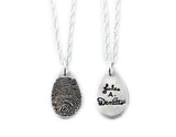 Small Tear Drop Fingerprint and Handwriting Necklace