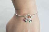 Family Birthstone Bracelet - Sterling Silver Tension Bracelet