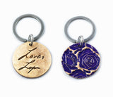 Actual HANDWRITING Keychain - Rustic Design With Colour & Handwriting Bronze Circle Keychain