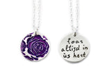 Actual Writing Signature and Colour Design on a Silver Circle Shape Pendant