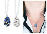 Small Glittery Handwriting Necklace - Memorial Jewelry, Teardrop shape with Colour and Design