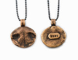 Your Dog's 3D Bronze Nose Print Pendant on a Keychain or Necklace