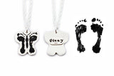 Baby Footprints Butterfly Necklace - Footprint Jewelry / Memorial Jewelry