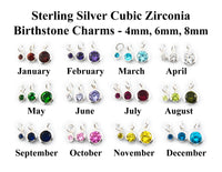 ADD ON to Jewelry: Sterling Silver Cubic Zirconia Birthstone Charms