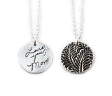 Actual Writing Signature and Design on a Silver Circle Shape Pendant