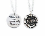 Actual Writing Signature and Design on a Silver Circle Shape Pendant