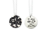 Actual Writing Signature and Design on a Silver Circle Shape Pendant