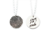 Actual Writing Signature and Fingerprint on a Silver Circle Shape Pendant