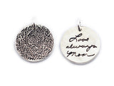 Actual Writing Signature and Fingerprint on a Silver Circle Shape Pendant