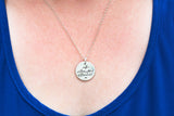 Actual Writing Signature and Colour Design on a Silver Circle Shape Pendant