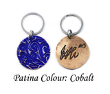 Actual HANDWRITING Keychain - Rustic Design With Colour & Handwriting Bronze Circle Keychain