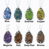 Glittery Fingerprint Necklace - Memorial Jewelry, Teardrop shape with Colour and Design