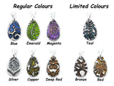 Small Glittery Handwriting Necklace - Memorial Jewelry, Teardrop shape with Colour and Design