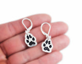 Cat or Dog Paw Print Cut Out Earrings - Silver Paw Print Pendant Earrings made from a Picture