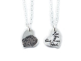 Actual Writing Signature and Fingerprint on a Silver Whimsical Heart Shape Pendant - Small