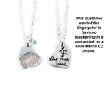 Actual Writing Signature and Fingerprint on a Silver Whimsical Heart Shape Pendant - Small