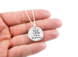 Your Loved One's Actual Handwriting on a Single Sided Silver Circle Shape Pendant Necklace