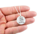 Your Loved One's Actual Handwriting on a Double Sided Silver Circle Shape Pendant Necklace