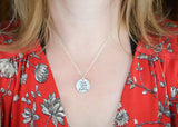Your Loved One's Actual Handwriting on a Single Sided Silver Circle Shape Pendant Necklace