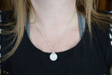 Actual Writing Signature and Fingerprint on a Bordered Circle Shaped Silver Pendant - No Darkening