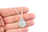 Actual Writing Signature and Fingerprint on a Bordered Circle Shaped Silver Pendant - No Darkening