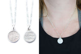 Actual Writing Signature and Fingerprint on a Bordered Circle Shaped Silver Pendant - No Darkening