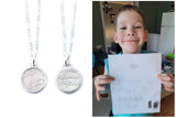 Actual Writing Signature and Fingerprint on a Bordered Circle Shaped Silver Pendant - No Darkening