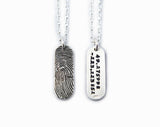 Fingerprint Necklace using an ink print - Memorial fingerprint jewelry - Pill Shape