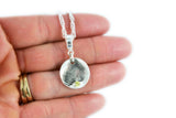 Fingerprint Necklace - Circle Shaped Fingerprint Pendant with birthstone and name