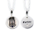 Fingerprint Necklace - Circle Shaped Fingerprint Pendant with birthstone and name