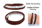 Coordinates Leather Wrap Bracelet - Leather and Silver Bracelet - Unisex Bracelet