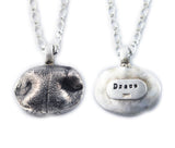 3D Silver Dog Nose Print Pendant on a keychain or necklace - THICK CHAIN