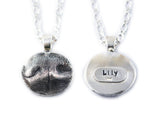 3D Silver Dog Nose Print Pendant on a keychain or necklace - THICK CHAIN