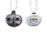 3D Silver Dog Nose Print Pendant on a keychain or necklace - THICK CHAIN