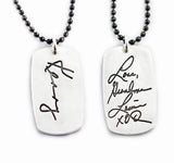 Double Sided Actual HANDWRITING Dog Tag Necklace - gift for him