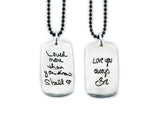 Double Sided Actual HANDWRITING Dog Tag Necklace - gift for him