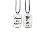 Double Sided Actual HANDWRITING Dog Tag Necklace - gift for him