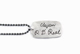Single Sided Actual HANDWRITING Dog Tag Necklace - gift for him