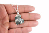 Silver Cat or Dog Partial Paw Print Necklace - Heart Shape