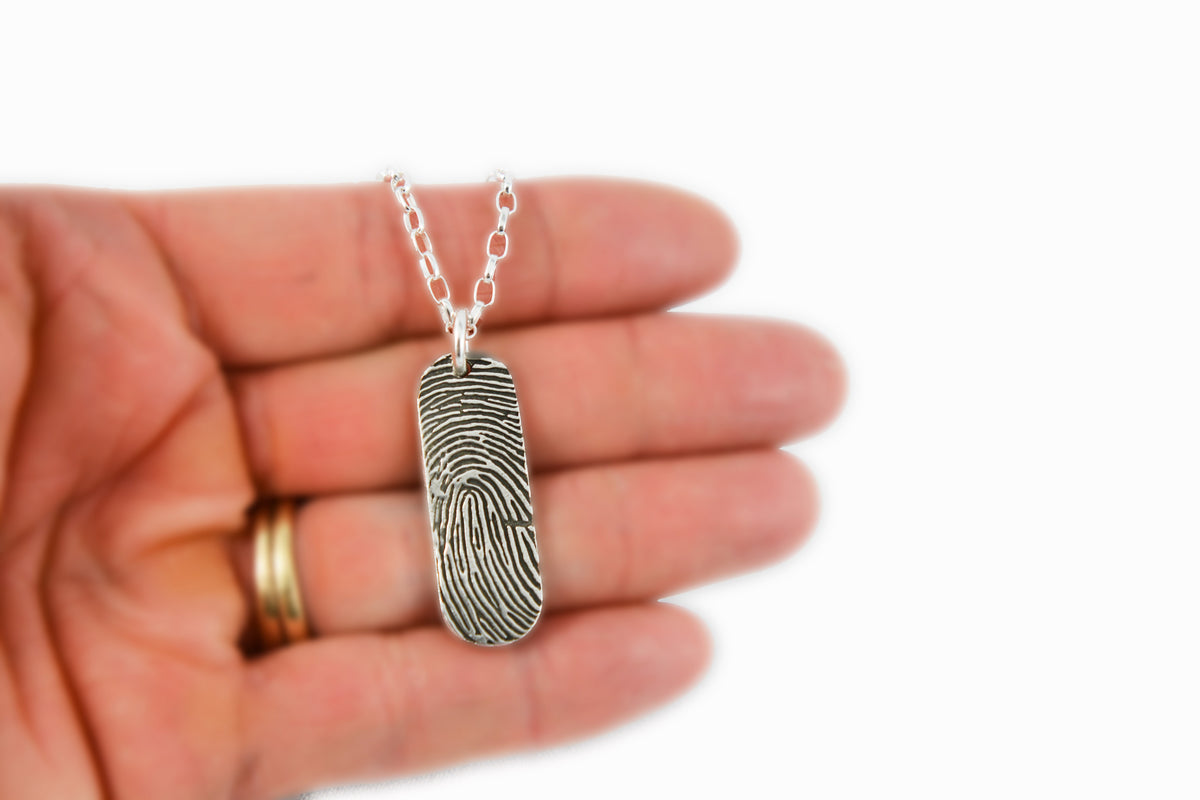 Fingerprint Necklace using an ink print - Memorial fingerprint