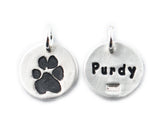 Small Silver Cat or Dog Paw Print Necklace - Paw Print Jewelry
