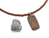 Actual HANDWRITING and Fingerprint Keychain Memorial Jewelry - Double Sided Bronze Pendant